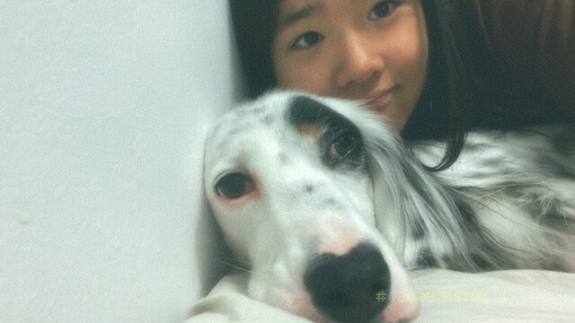 愛犬・ジャスミンと。