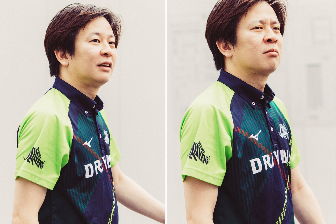 シャッターを切ろうとすると鼻を膨らませる園田賢。