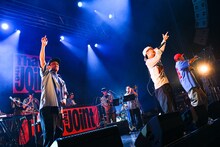 PUNPEEとスチャダラパーとSTUTS。（Photo by Teppei Kishida）