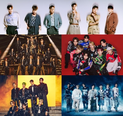 LDHの所属アーティストたち。上からGENERATIONS、THE RAMPAGE、FANTASTICS、BALLISTIK BOYZ、PSYCHIC FEVER。
