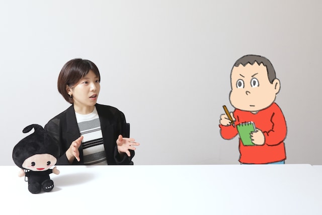 真剣に質問するキニナル君。