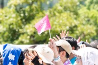 SMILE GARDENではためくさくら学院フラッグ。