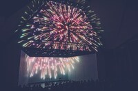 ライブの最後に打ち上げられた花火の映像。（撮影：白石達也）