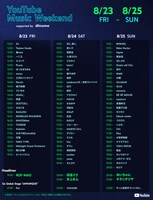 「YouTube Music Weekend 8.0 supported by docomo」タイムテーブル