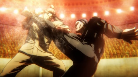 「『ケンガンアシュラ』Season2 Part.2」ノンクレジットオープニング映像より。(c)2023 サンドロビッチ・ヤバ子，だろめおん，小学館／拳願会２