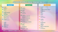 WOWOW「SUMMER SONIC 2024」1日目の配信タイムテーブル。