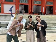 左からあばれる君、松倉海斗、松田元太。(c)フジテレビ