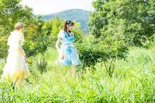 茂みを歩くカホリコ。