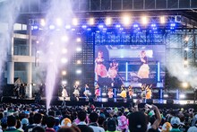 「えびちゅう 夏のファミリー遠足 略してファミえん in 山中湖2024」1日目の様子。