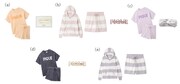 左上から時計回りにKIM CHAEWON、SAKURA、HUH YUNJIN、KAZUHA、HONG EUNCHAEが着用したgelato piqueのパジャマ。