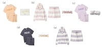 左上から時計回りにKIM CHAEWON、SAKURA、HUH YUNJIN、KAZUHA、HONG EUNCHAEが着用したgelato piqueのパジャマ。
