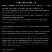 MILLENNIUM PARADE「WHO AND HOW TOUR 2024」中止告知画像