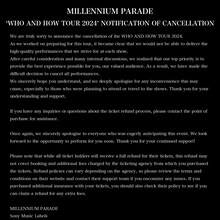 MILLENNIUM PARADE「WHO AND HOW TOUR 2024」中止告知画像