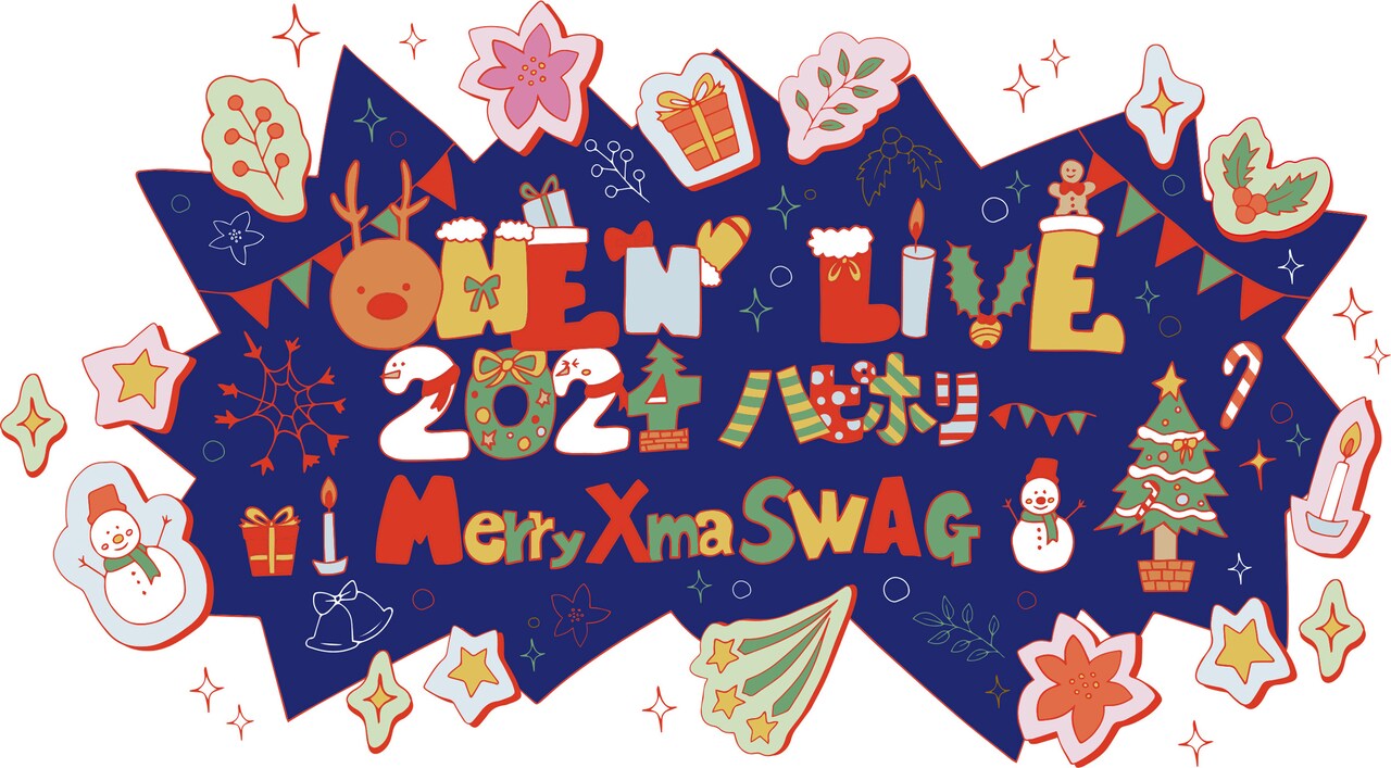 TETTA作の「ONE N' LIVE 2024 ハピホリ ～Merry XmaSWAG～」ロゴ