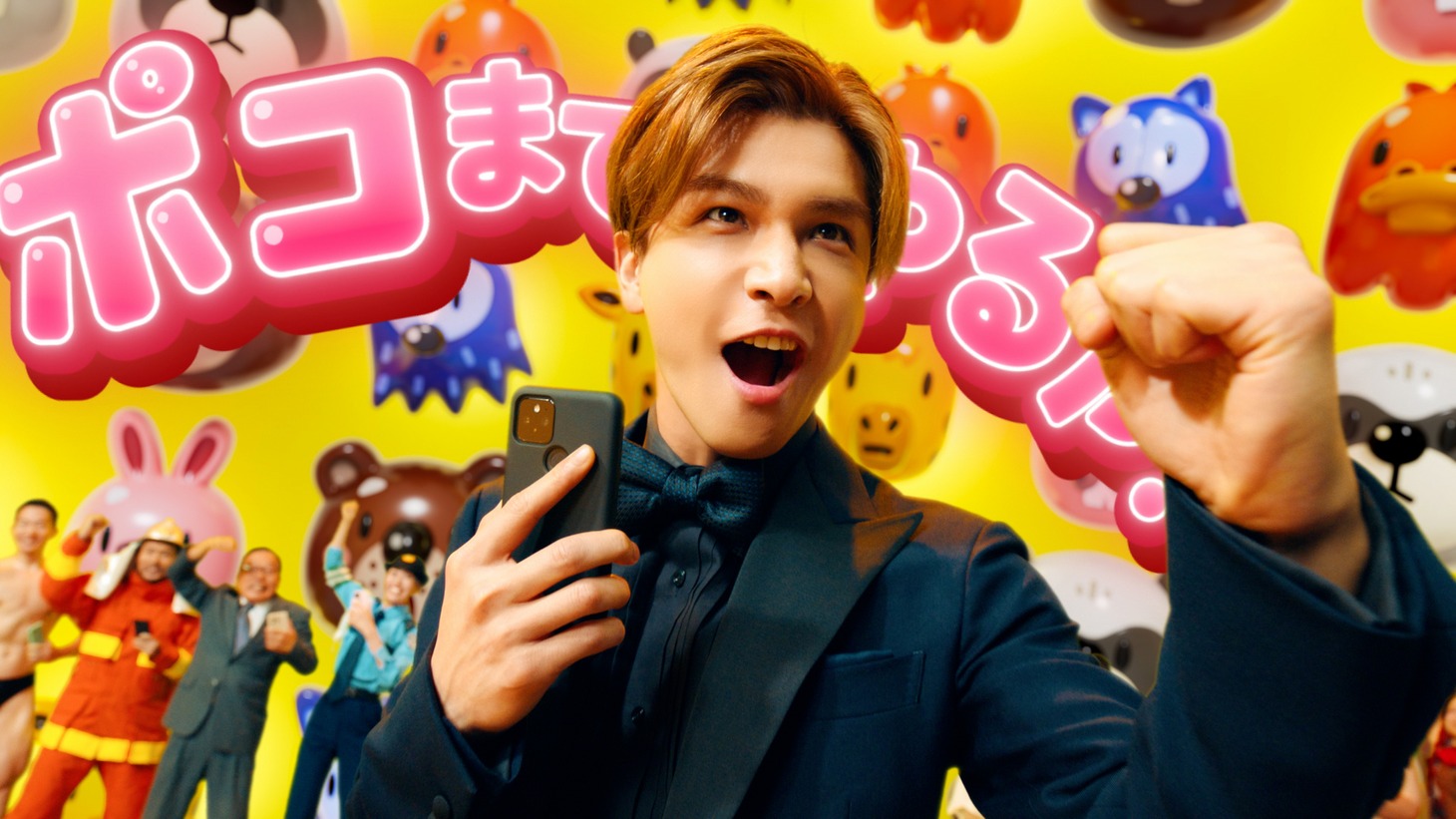 「LINE ポコポコ」の新テレビCM「ポコまでやるか！」編より。