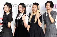 左からKep1erで活躍したイェソとマシロ、LIMELIGHTで活躍したスへとガウン（ガウンは2024年11月にMADEIN脱退）。MADEINデビュー会見より。