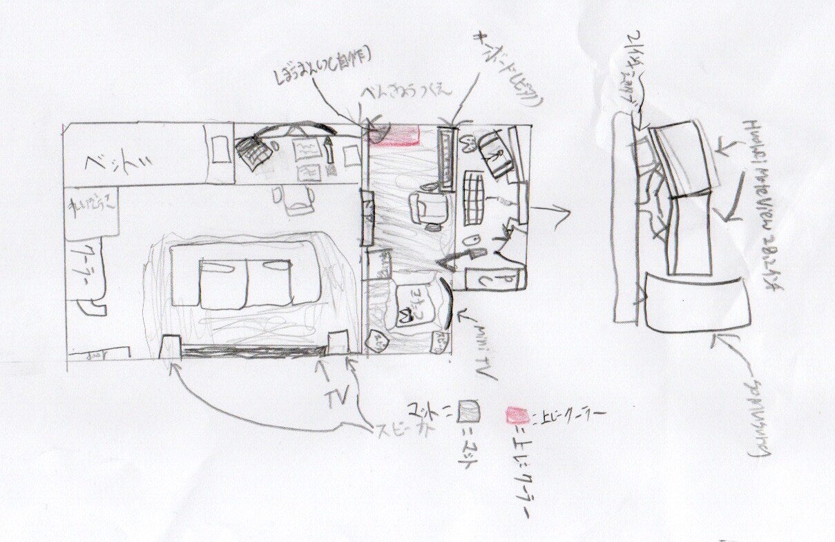 慈栄くんが描いた理想の部屋の間取り図。