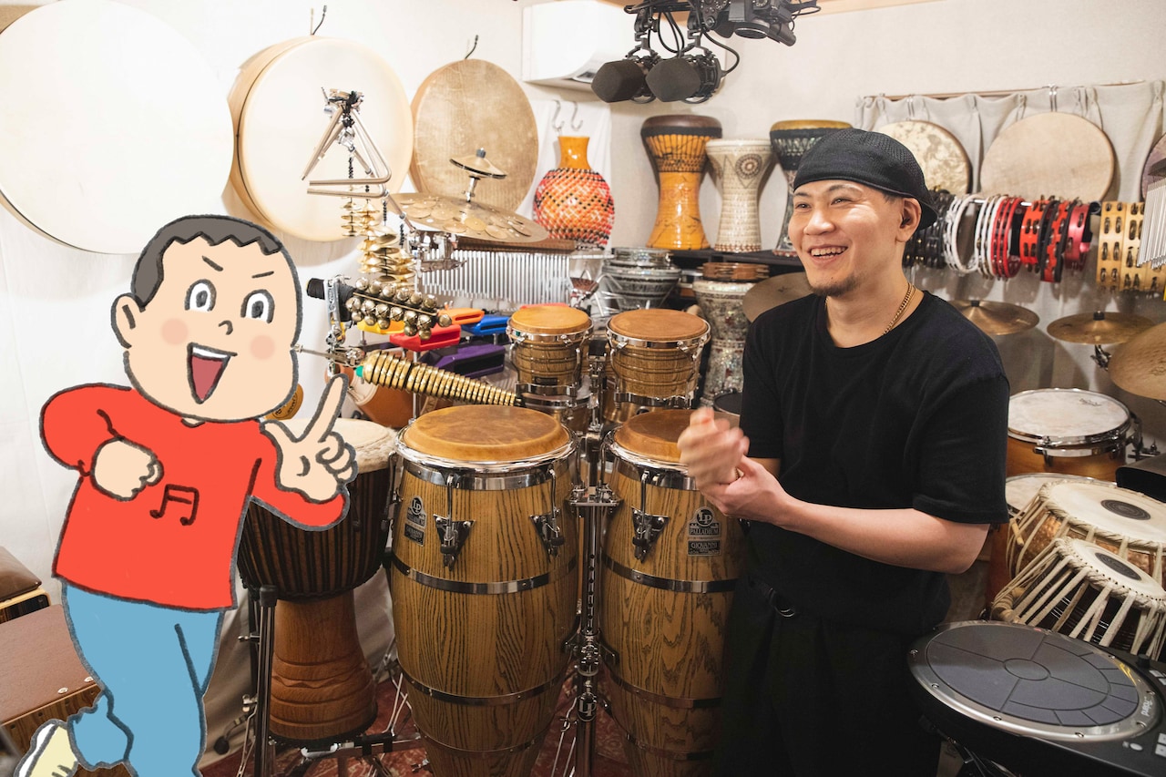 コンガの意外な歴史を知ってまたひとつ賢くなるキニナル君。