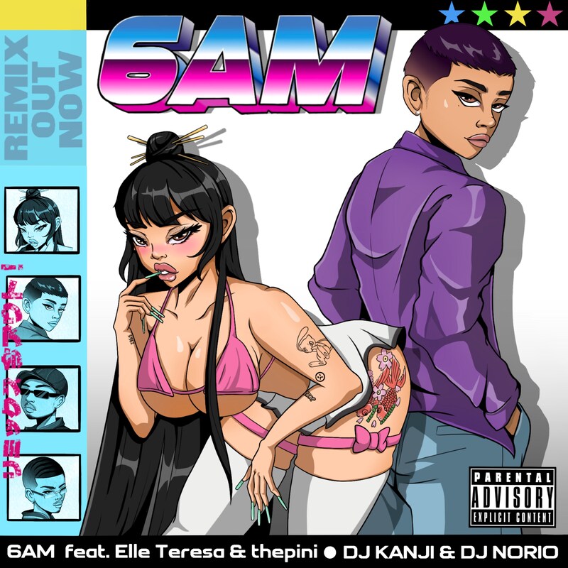 DJ KANJI & DJ NORIO「6 AM（feat. Elle Teresa & thepini）［Remix］」配信ジャケット