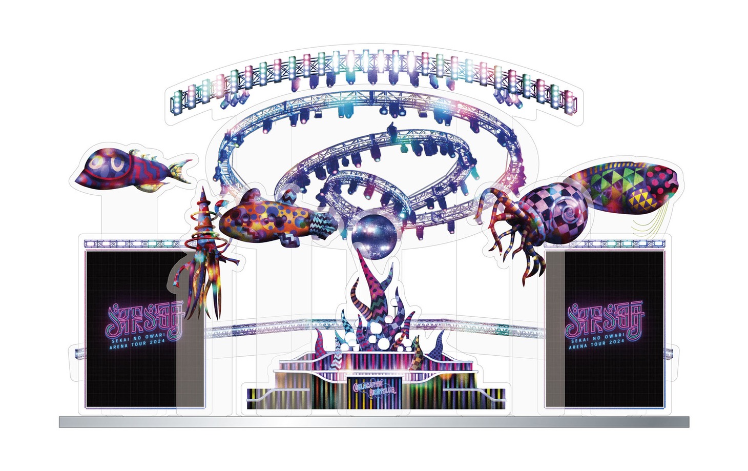 SEKAI NO OWARI「深海」完全数量限定デラックスBOX盤特典のステージジオラマアクリルスタンドセット イメージ。