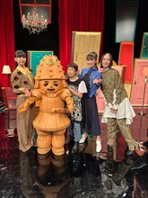 左からかしゆか、はに丸、田中真弓、あ～ちゃん、のっち。(c)NHK