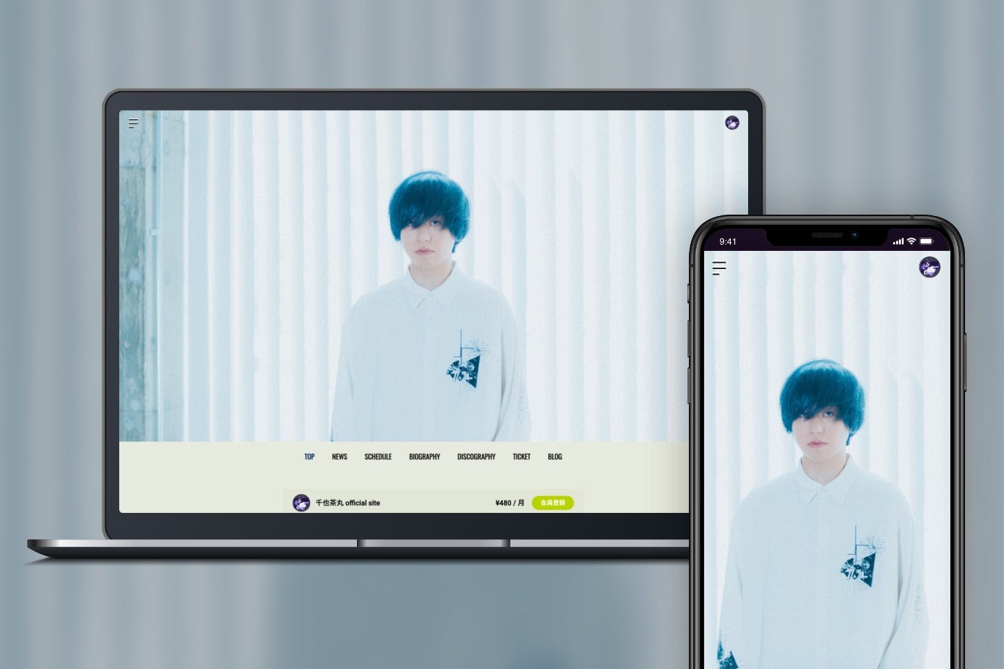 千也茶丸のオフィシャルサイトおよびファンクラブサイトのイメージ画像。