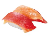 まぐろ×サーモン ミルフィーユ寿司。価格は390円。