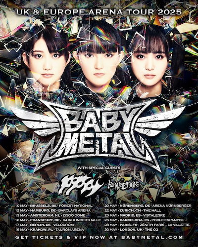「BABYMETAL UK & EUROPE ARENA TOUR 2025」フライヤー