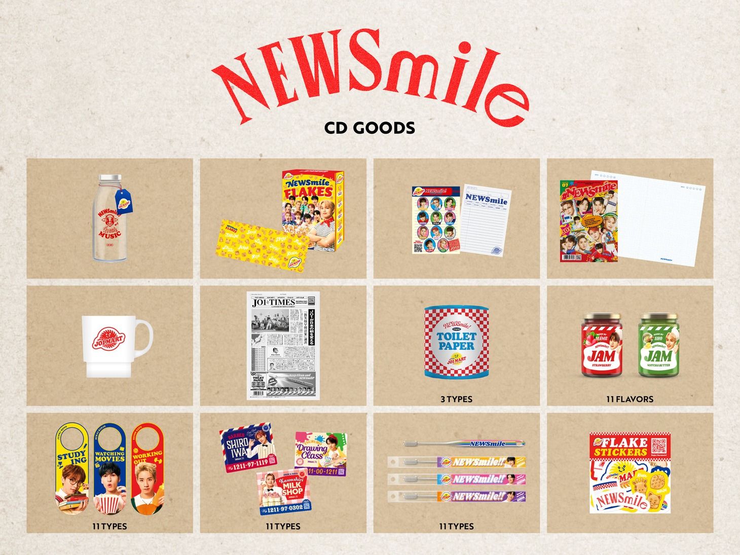 「JO1 MART」およびECサイトにて販売された“CD（Charming Daily）GOODS”一覧。