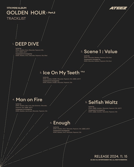 「GOLDEN HOUR : Part.2」トラックリスト  (c)KQ Entertainment
