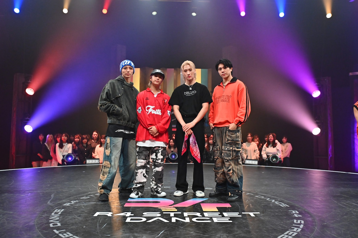 「R4 STREET DANCE」出演者。左からHAYATO（ONE N' ONLY）、和田颯（Da-iCE）、松井利樹（BALLISTIK BOYZ）、佐々木大光（7 MEN 侍）。(c) フジテレビ