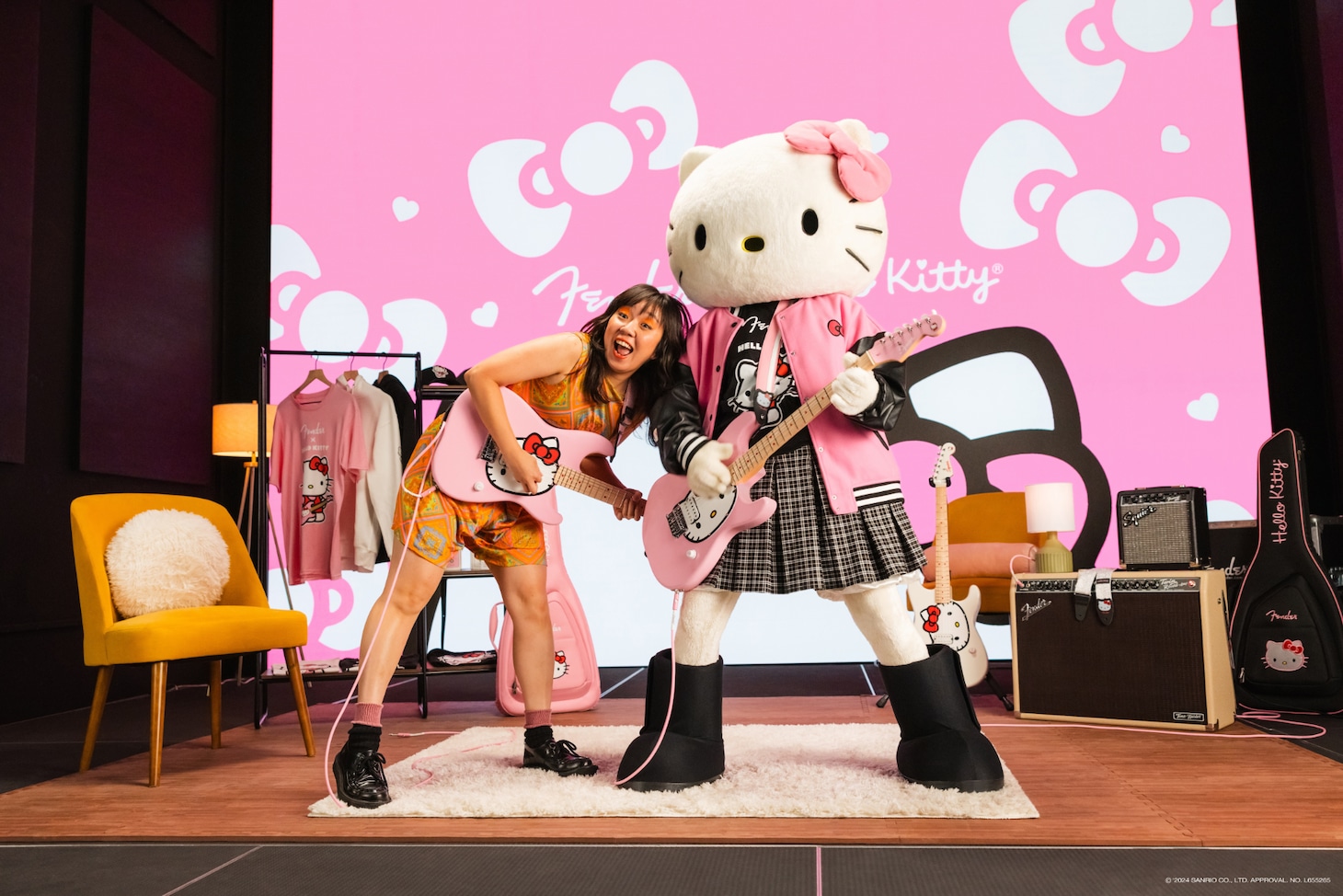「Fender x Hello Kitty 50th Anniversary Collection」告知動画より。