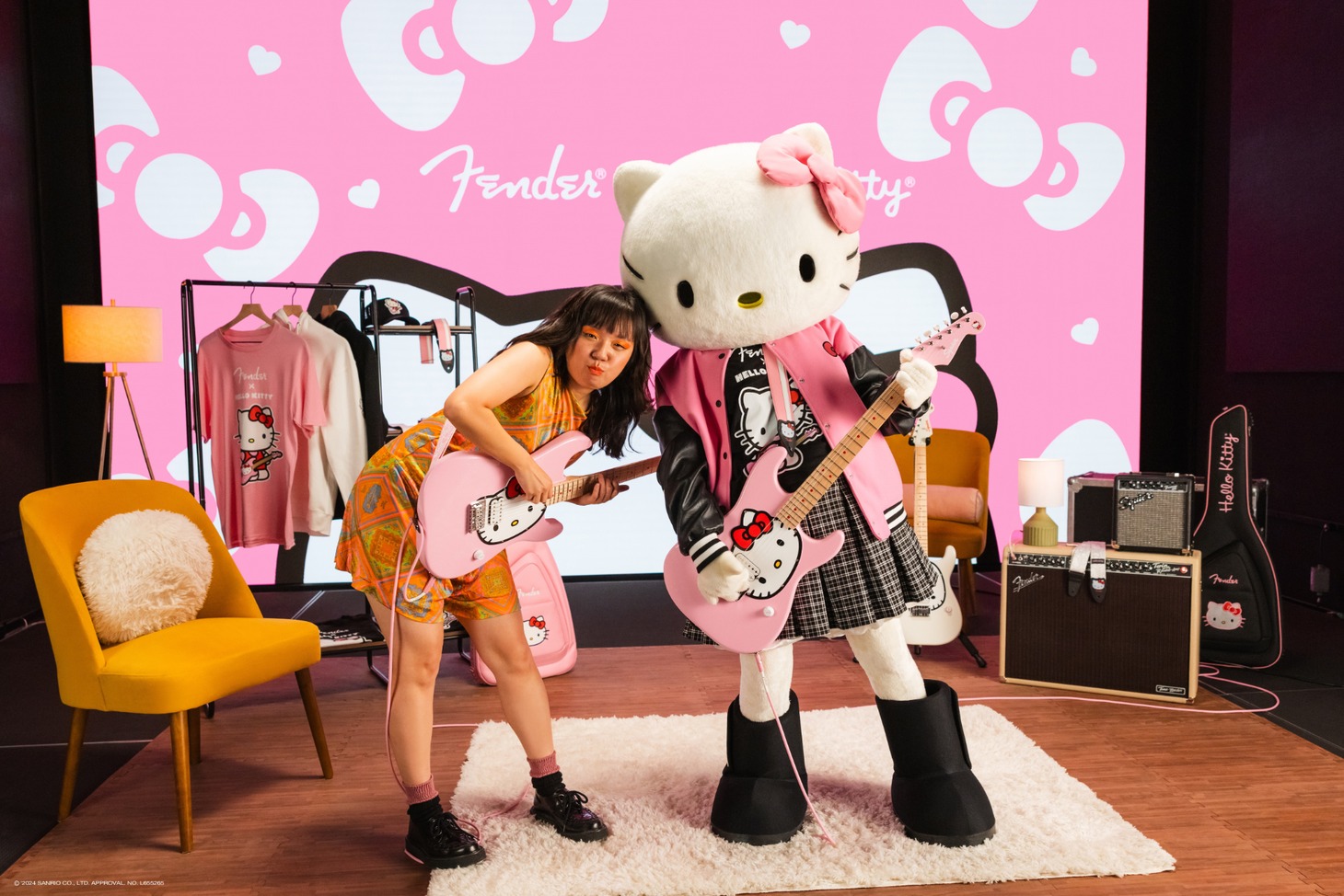 「Fender x Hello Kitty 50th Anniversary Collection」告知動画より。