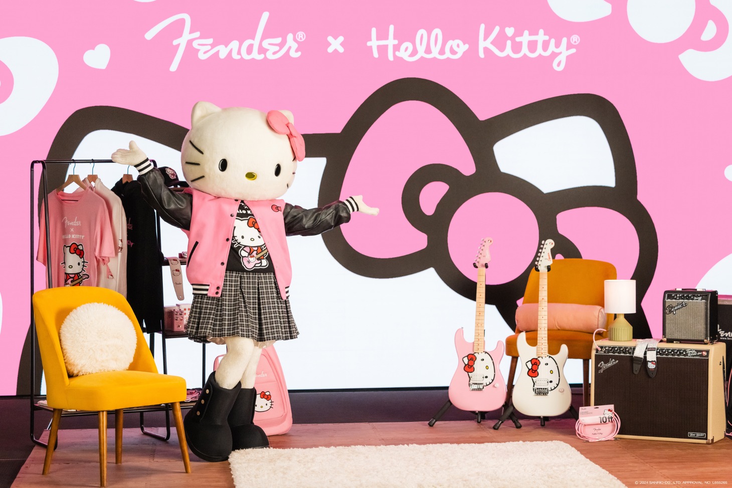 「Fender x Hello Kitty 50th Anniversary Collection」告知動画より。