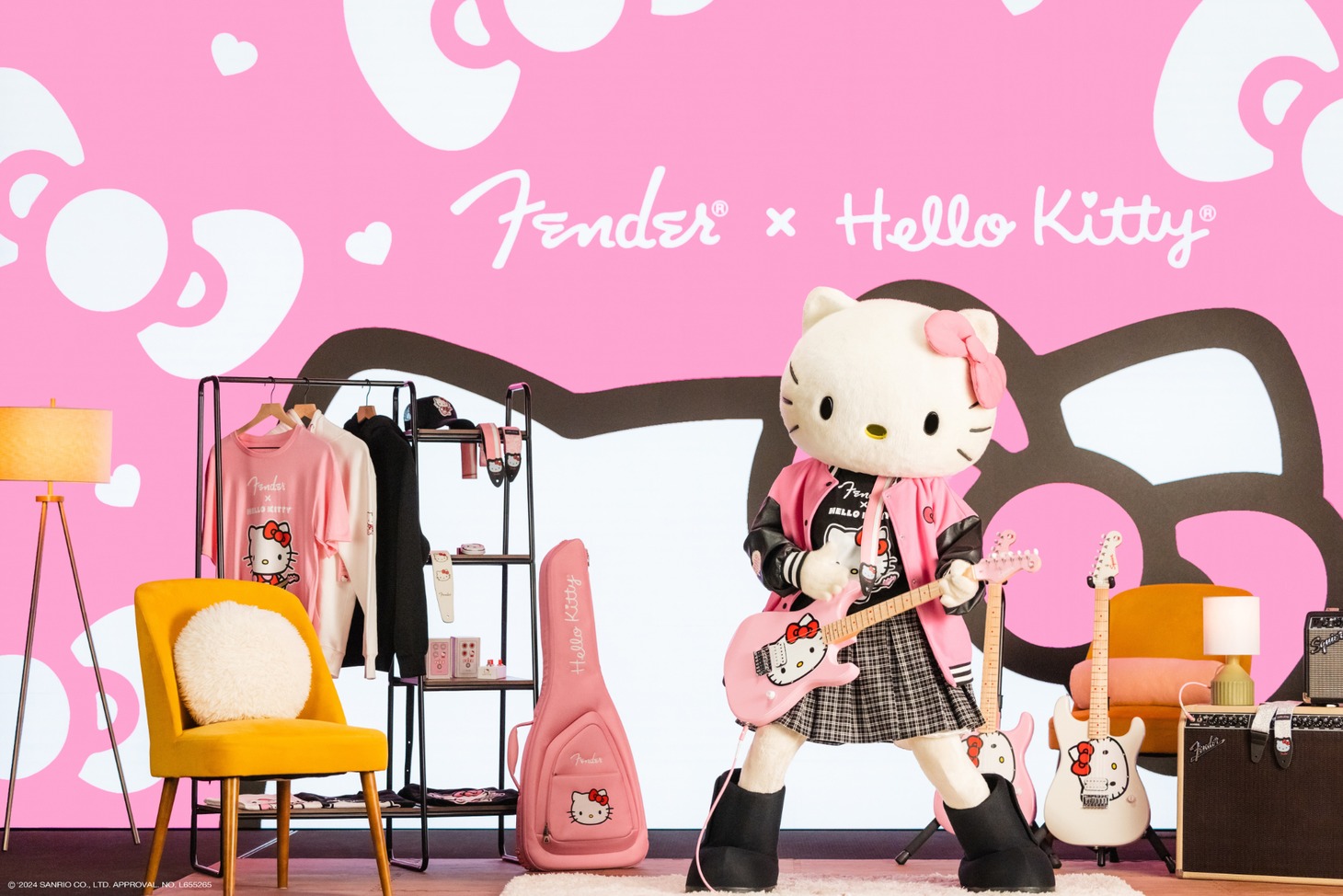 「Fender x Hello Kitty 50th Anniversary Collection」告知動画より。