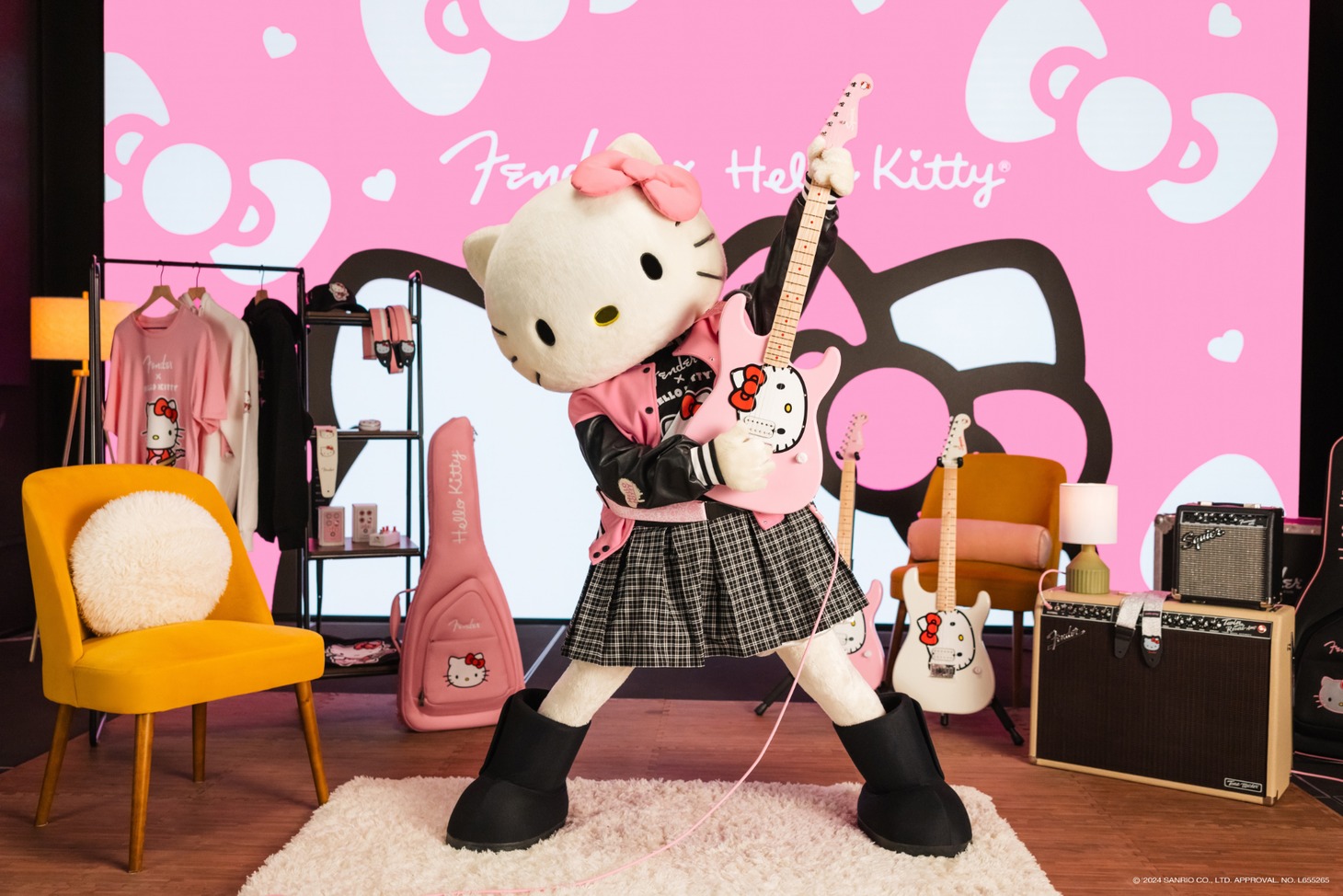 「Fender x Hello Kitty 50th Anniversary Collection」告知動画より。