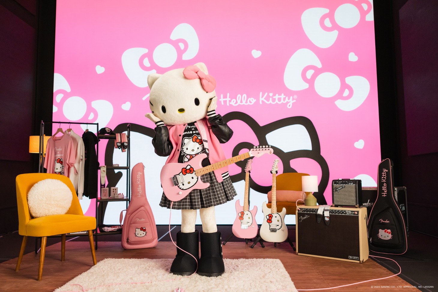 「Fender x Hello Kitty 50th Anniversary Collection」告知動画より。