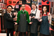 「TOSHINOBU KUBOTA THE JAM」出演者。左から八嶋智人、久保田利伸、高橋茂雄、堀田茜。(c)テレビ朝日