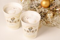 「“あったかいミルクティーにのせると溶けちゃう“マシュマロ」をトッピングしたミルクティー。