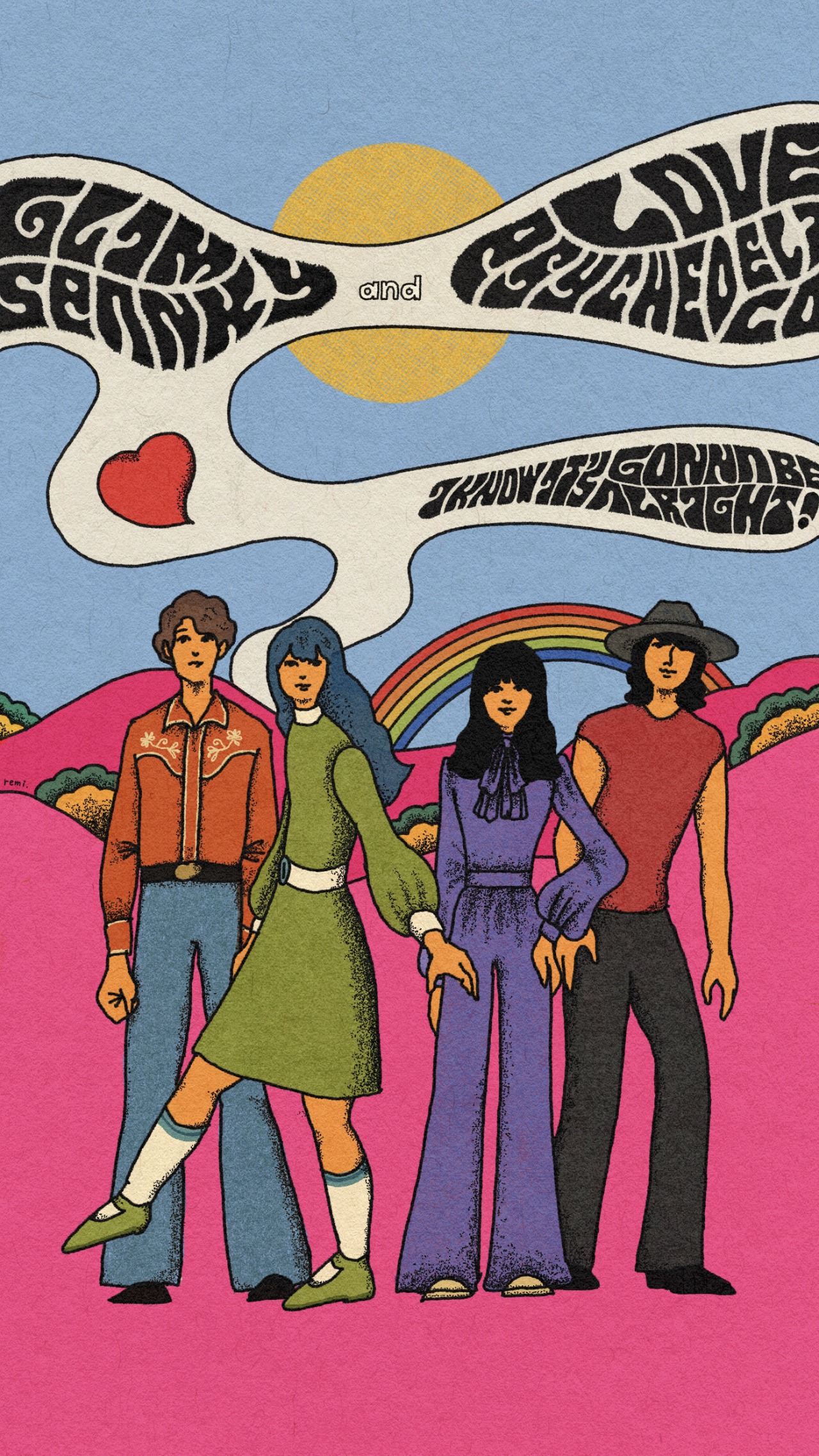 GLIM SPANKY「愛が満ちるまで feat. LOVE PSYCHEDELICO」リリックビデオサムネイル画像。