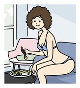 U-zhaanがモデルになった8月のイラスト。