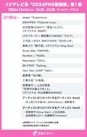 人気画像3位は「『FNS歌謡祭』タイムテーブル発表！ Snow Man、乃木坂46、星野源ら出演者の登場時間・歌唱曲は」より、「2024FNS歌謡祭」第1夜 21:00頃～タイムテーブル。