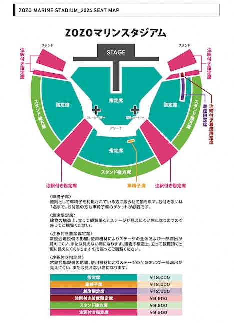 「SUPER BEAVER 20th Anniversary『都会のラクダSP at ZOZOマリンスタジアム』」シートマップ