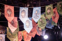 東京・渋谷CLUB QUATTROのフロアに飾られたRYUTistのフラッグ。