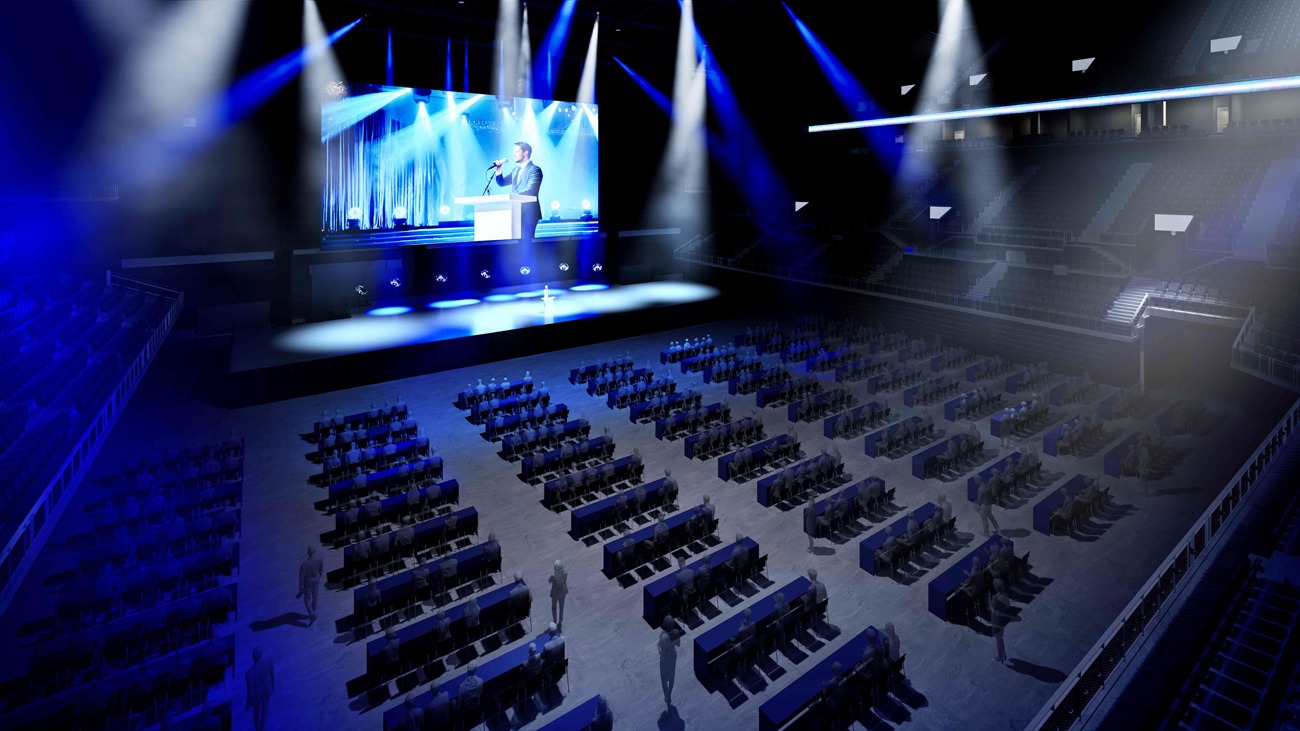 GLION ARENA KOBEのビジネスイベント時のレイアウトイメージ。