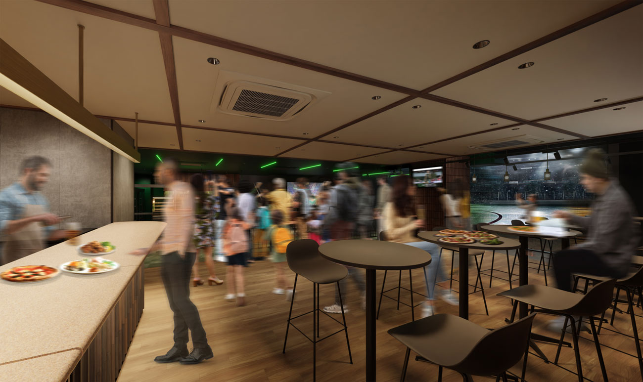 GLION ARENA KOBEのコートサイドクラブエリアのイメージ。