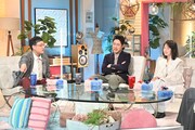 第1話スタジオパートの様子。左からMC山里亮太、ゲスト小泉孝太郎、弘中綾香アナウンサー。(c)テレビ朝日