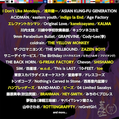「ARABAKI ROCK FEST.25」出演者第2弾の告知画像