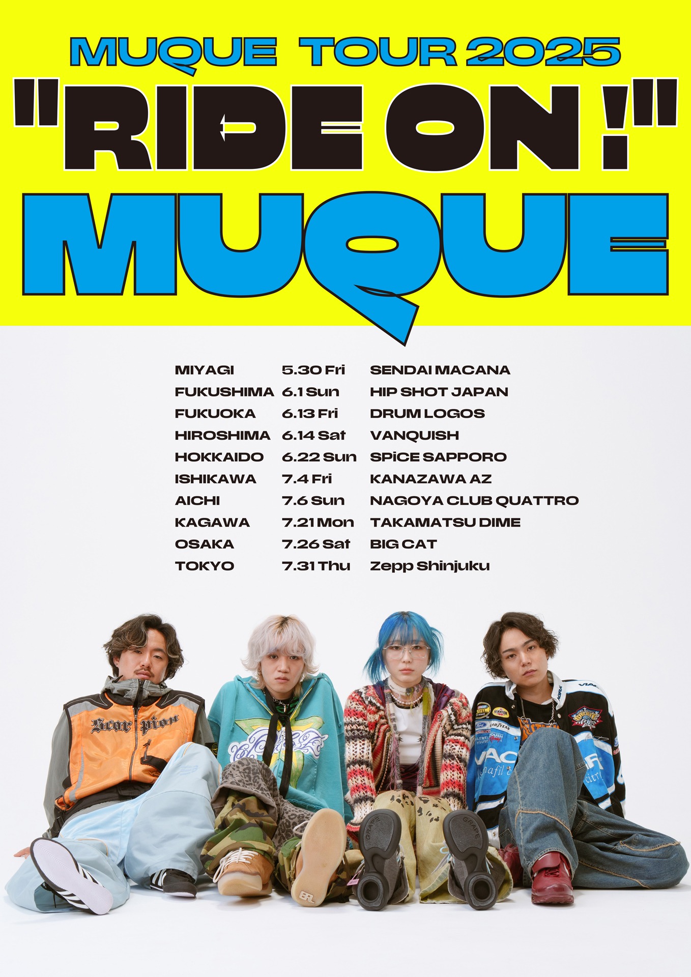 「MUQUE TOUR 2025 "RIDE ON !"」フライヤー