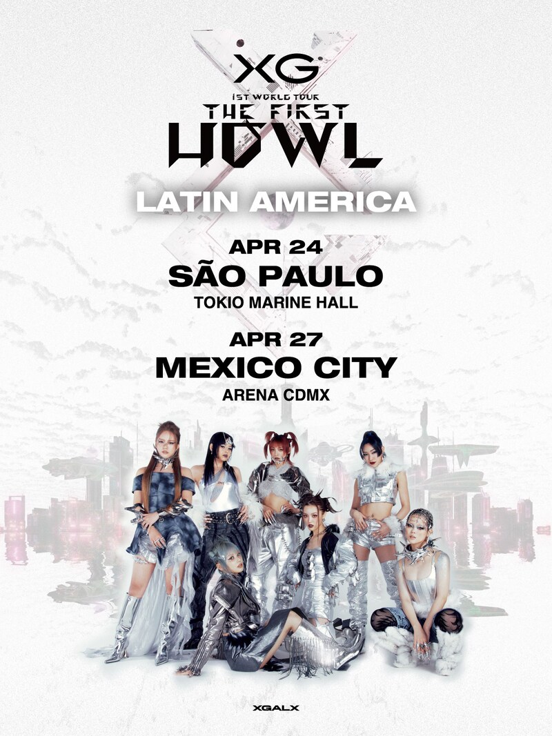 「XG 1st WORLD TOUR “The first HOWL”」中南米地域公演の告知ビジュアル。
